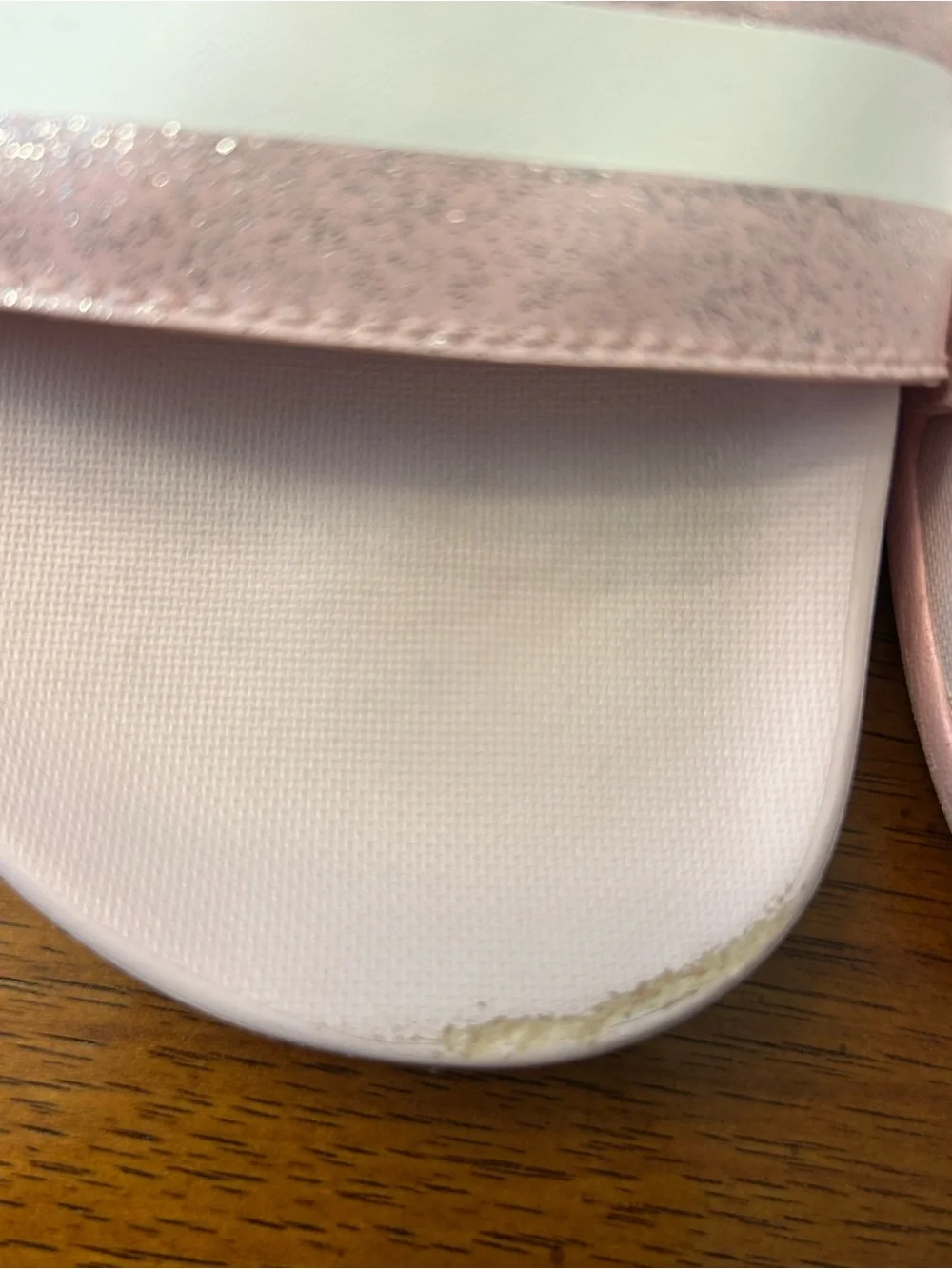 Girls adidas Pink Glitter Slide Sandals with White Stripes